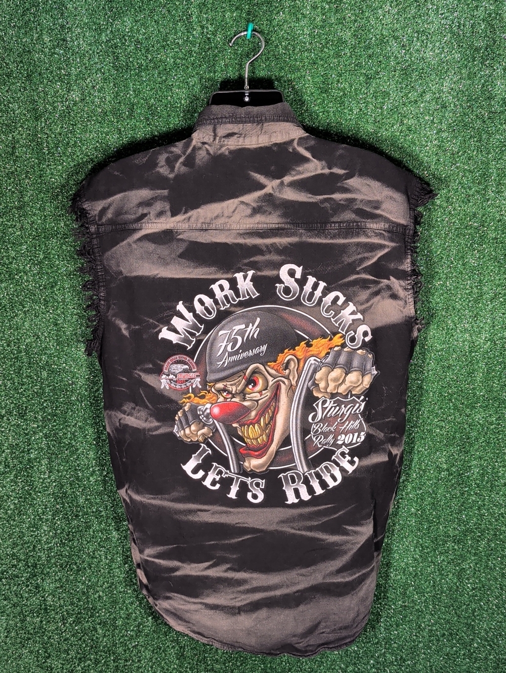 Biker Wear USA Sturgis Black Hills Rally 2015 Sleeveless Denim Mens Size 2XL